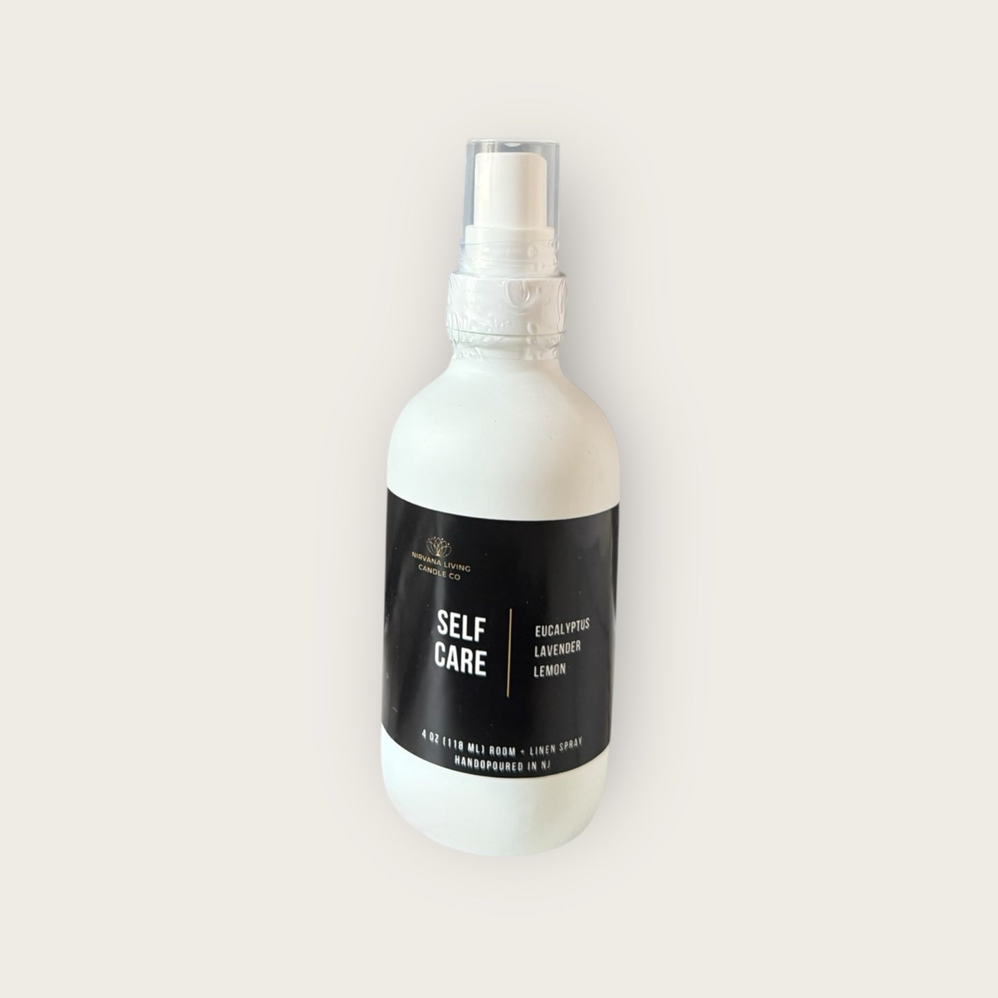 Room and Linen spray in a white spray bottle with a eucalyptus scent